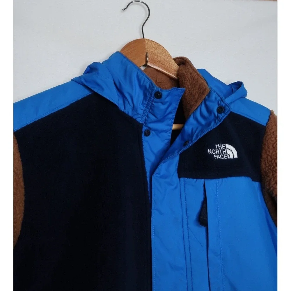 North Face Kids Boys XL Mixed Media Sherpa‎ Fleece Zip Hoodie Jacket Brown